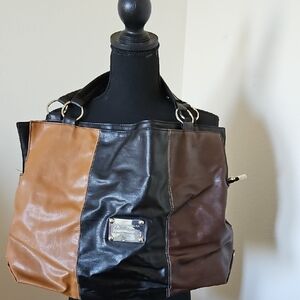 Stylish Black and Brown Leather Tote Bag
